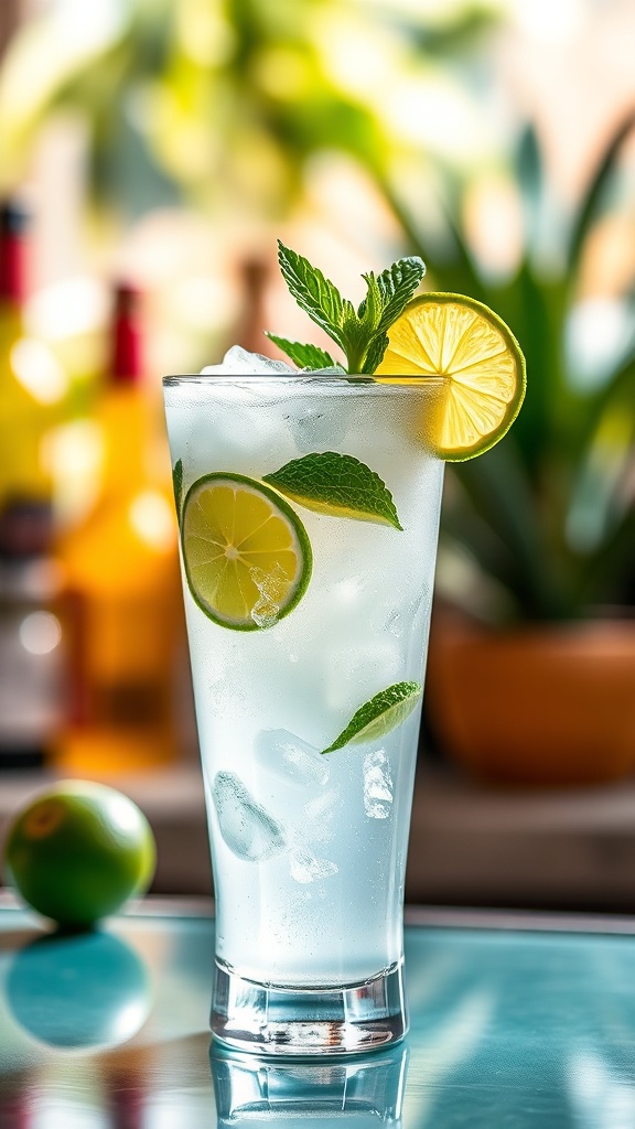 Coquetel Caipiroska: Refrescância e Versatilidade em Cada Gole 🍸 2 Coquetel Caipiroska com vodka, limão e gelo, servido em copo baixo com decoração de limão.